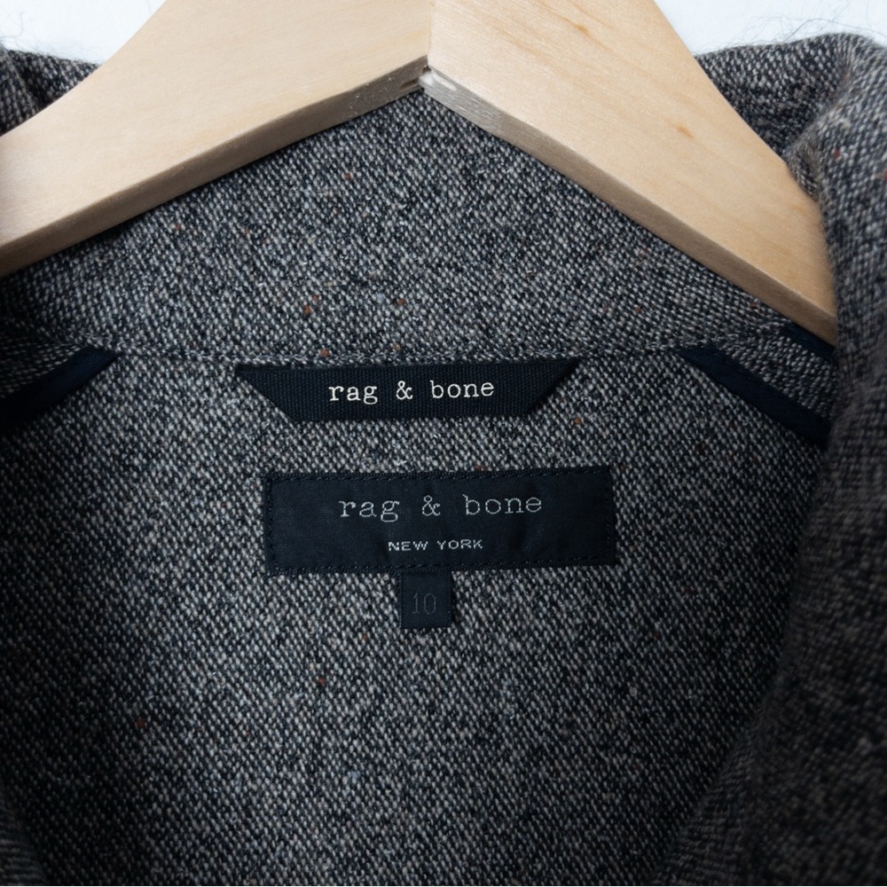 Rag & Bone Wool Blend Grey Brown Tweed Military Blazer Jacket Size 10 - Picture 4 of 6